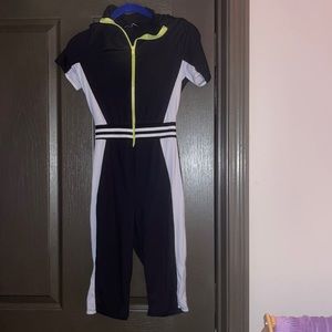 Zipper romper, short sleeve